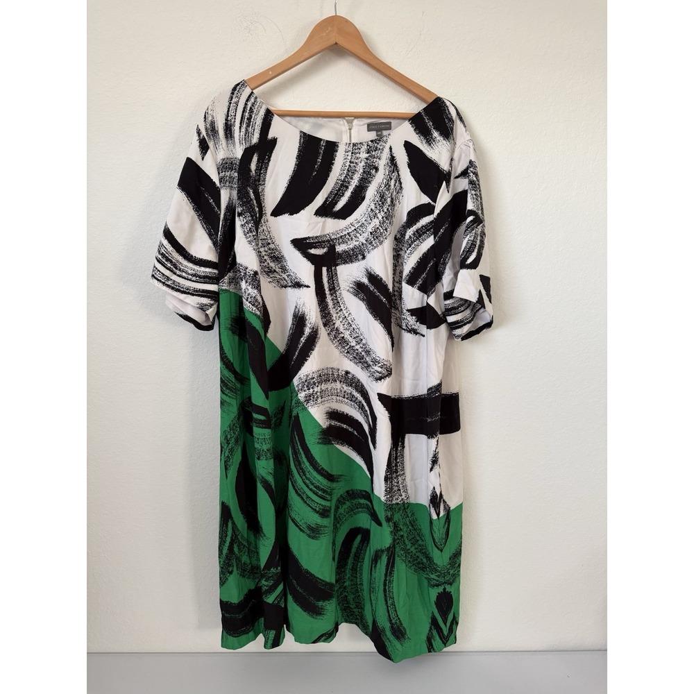 Vince Camuto Size 24W Multicolored Abstract Print Short Sleeve Dress